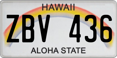 HI license plate ZBV436