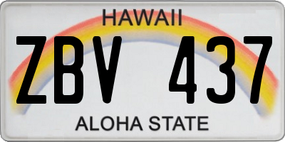 HI license plate ZBV437