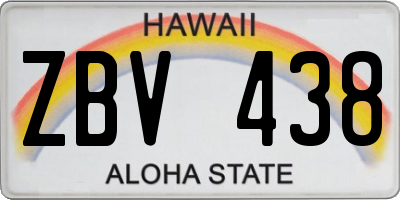 HI license plate ZBV438