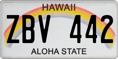 HI license plate ZBV442