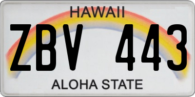 HI license plate ZBV443