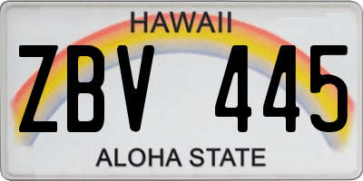 HI license plate ZBV445
