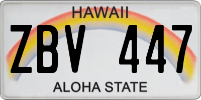 HI license plate ZBV447