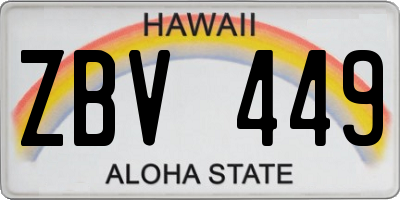 HI license plate ZBV449