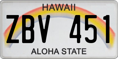 HI license plate ZBV451