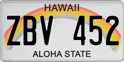 HI license plate ZBV452