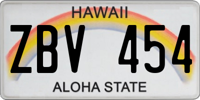 HI license plate ZBV454