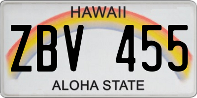 HI license plate ZBV455