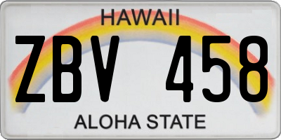 HI license plate ZBV458