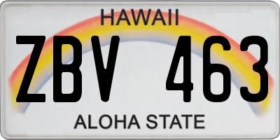 HI license plate ZBV463
