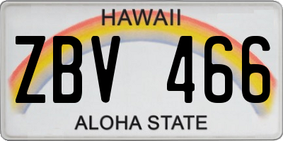 HI license plate ZBV466