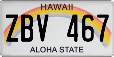 HI license plate ZBV467
