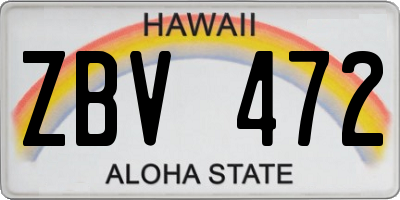 HI license plate ZBV472