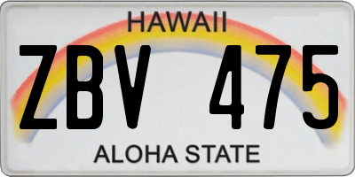 HI license plate ZBV475