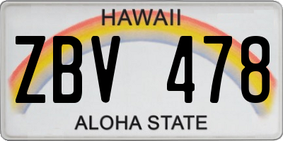 HI license plate ZBV478