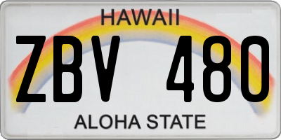 HI license plate ZBV480