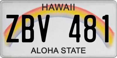 HI license plate ZBV481