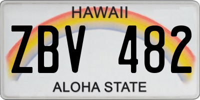 HI license plate ZBV482