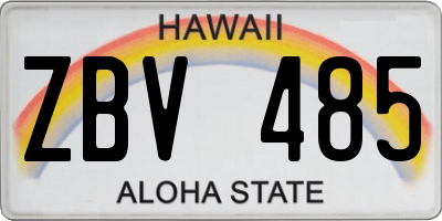 HI license plate ZBV485