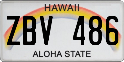 HI license plate ZBV486