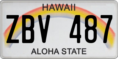 HI license plate ZBV487