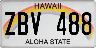HI license plate ZBV488