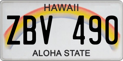 HI license plate ZBV490
