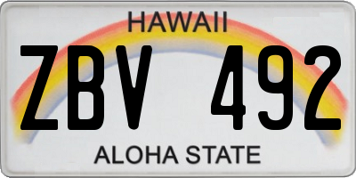 HI license plate ZBV492