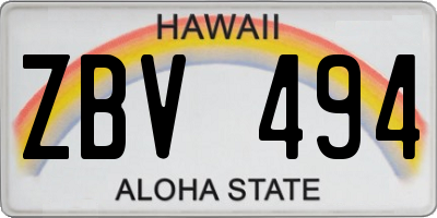 HI license plate ZBV494