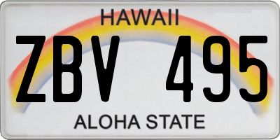 HI license plate ZBV495