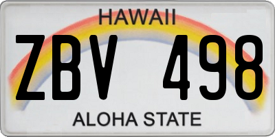 HI license plate ZBV498