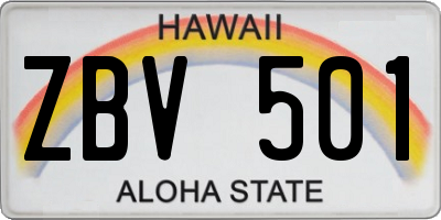 HI license plate ZBV501