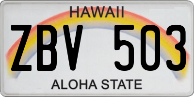 HI license plate ZBV503
