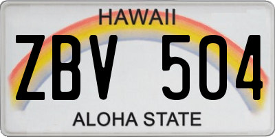 HI license plate ZBV504