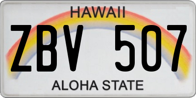 HI license plate ZBV507