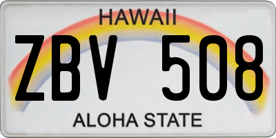 HI license plate ZBV508