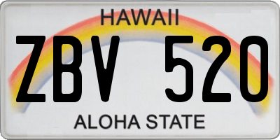 HI license plate ZBV520
