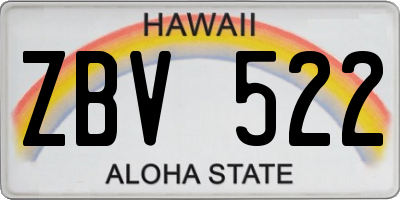 HI license plate ZBV522