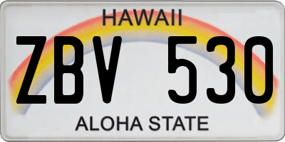 HI license plate ZBV530