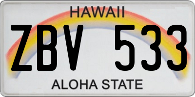 HI license plate ZBV533