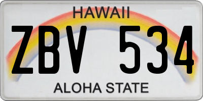 HI license plate ZBV534