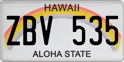 HI license plate ZBV535