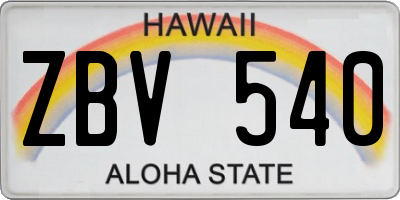 HI license plate ZBV540
