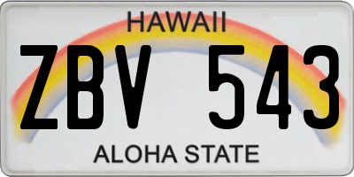 HI license plate ZBV543