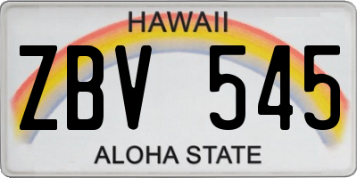 HI license plate ZBV545