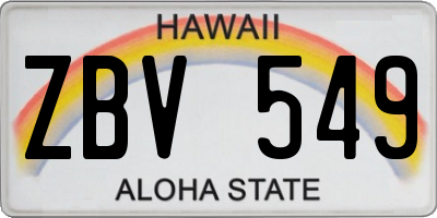 HI license plate ZBV549