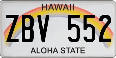 HI license plate ZBV552