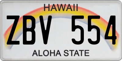 HI license plate ZBV554