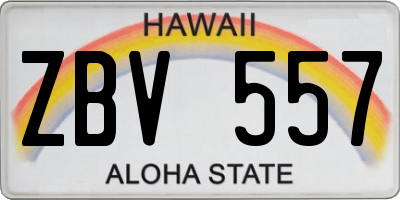 HI license plate ZBV557