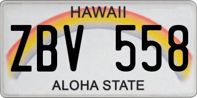 HI license plate ZBV558